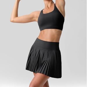 Black Pleated Tennis Skirt with Shorts Pockets NWOT Size M